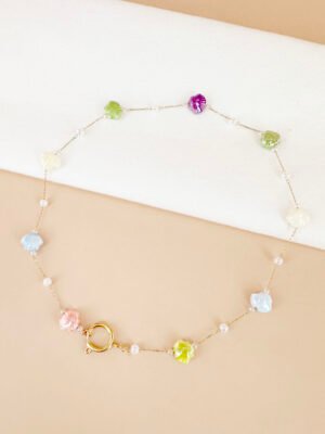 Collier coquillage colorés avec fermoir pour charms
