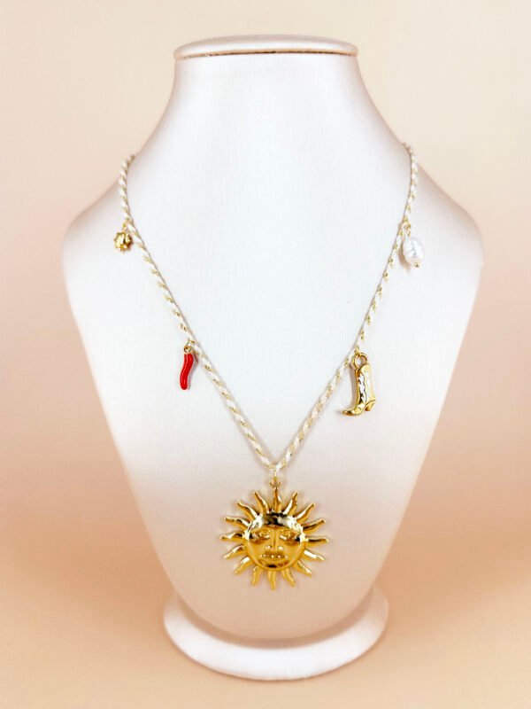 Collier cordon avec charms soleil en acier inoxydable – Image 4