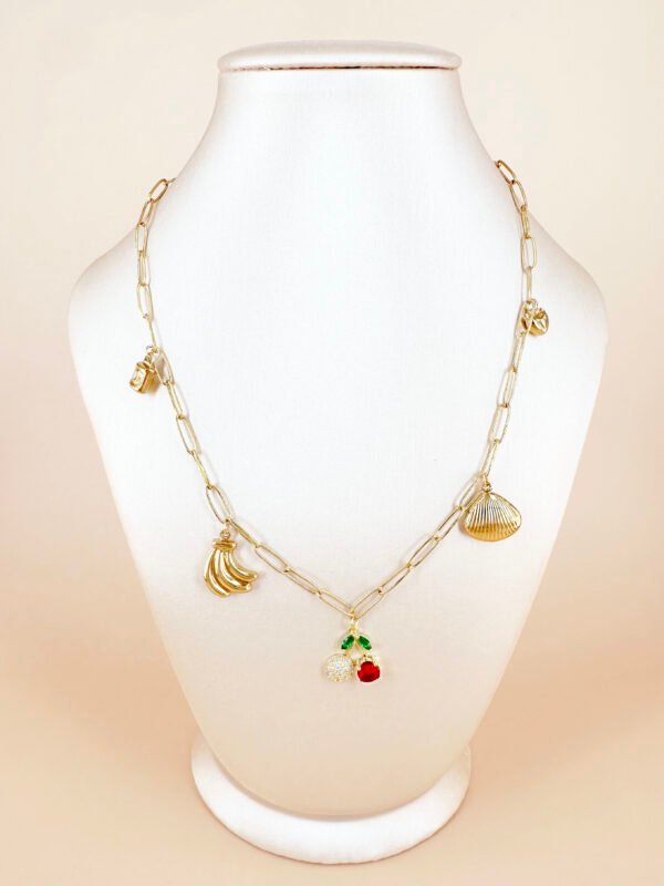Collier chaine avec charms cerise en acier inoxydable – Image 3