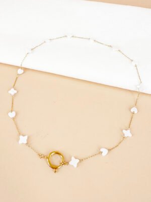 Collier motif nacre avec fermoir pour charms