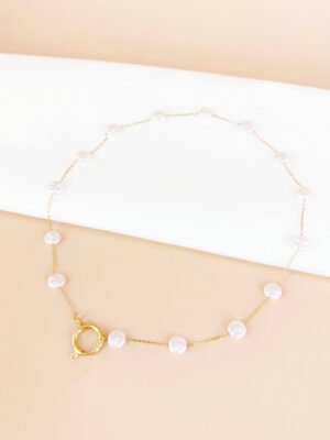 Collier chaine et perles avec fermoir pour charms