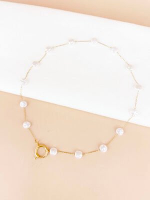 Collier chaine et perles avec fermoir pour charms