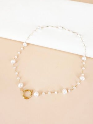 Collier chaine et perles avec fermoir pour charms