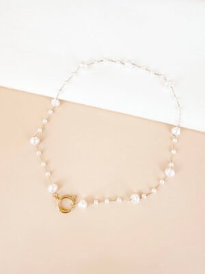 Collier chaine et perles avec fermoir pour charms
