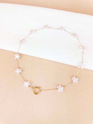 Collier chaine et perles avec fermoir pour charms