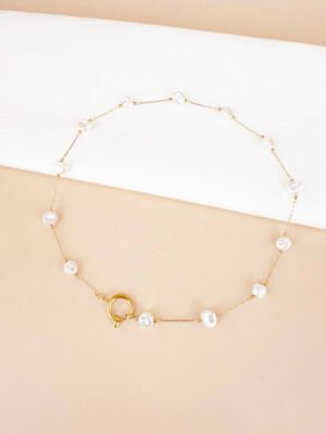 Collier chaine et perles avec fermoir pour charms
