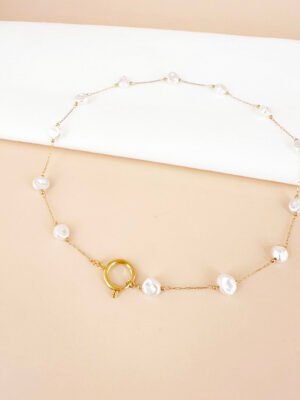 Collier chaine et perles avec fermoir pour charms