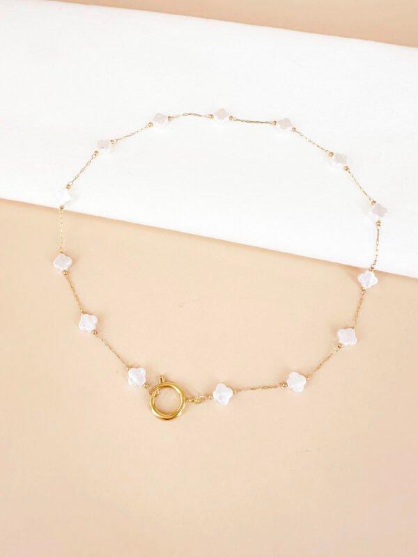 Collier chaine et perles trèfles avec fermoir pour charms – Image 2