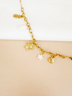 Bracelet breloque tortue, coquillage en acier inoxydable