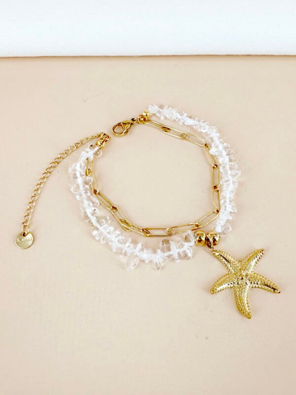 Bracelet breloque étoile de mer et perles en acier inoxydable – Image 3