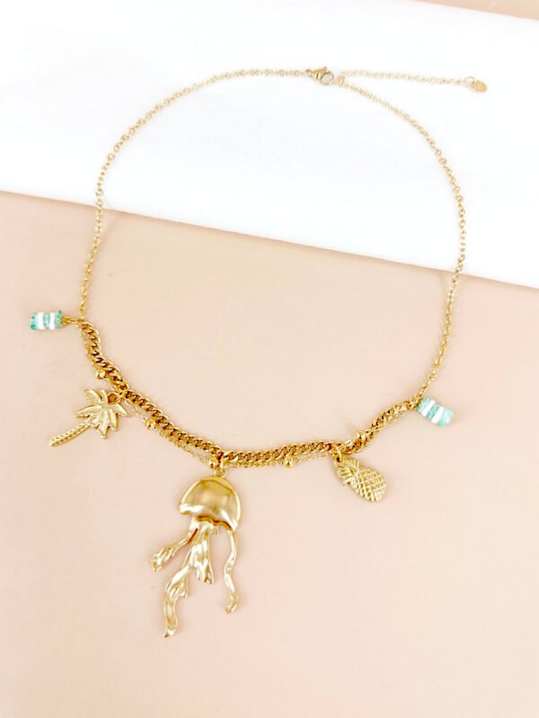 Collier charm breloque méduse en acier inoxydable – Image 2
