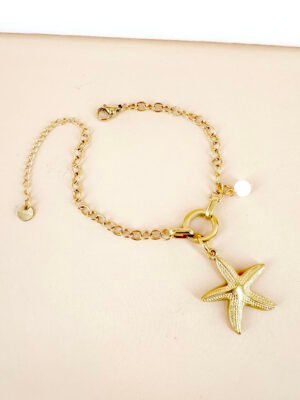 Bracelet breloque étoile de mer en acier inoxydable