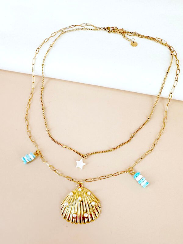 Collier charm breloque coquillage en acier inoxydable – Image 3