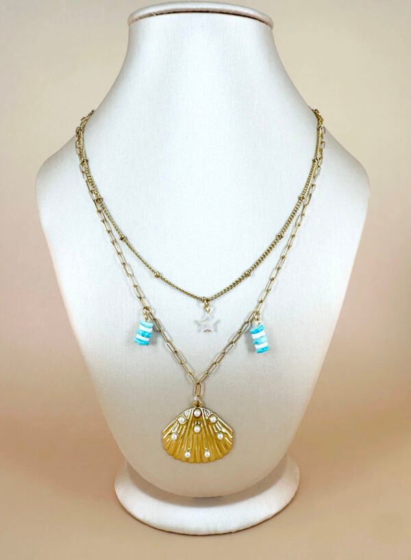 Collier charm breloque coquillage en acier inoxydable – Image 4