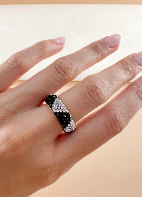 Bague strass bicolore en acier inoxydable