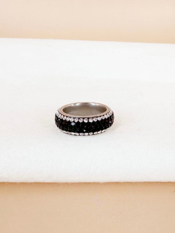 Bague strass bicolore en acier inoxydable