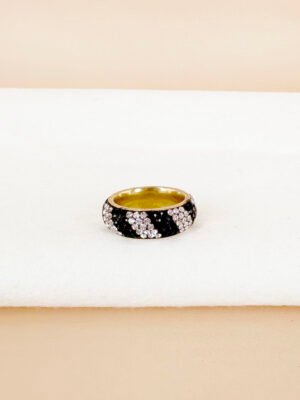Bague strass bicolore en acier inoxydable