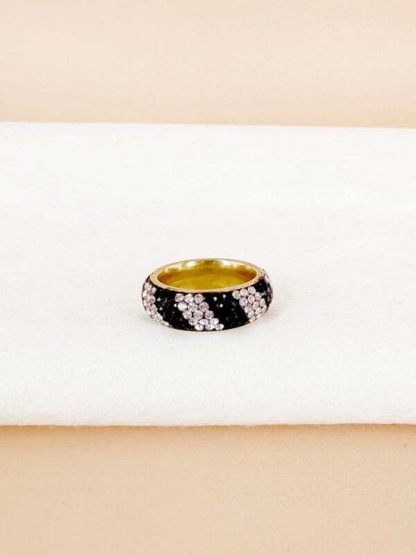 Bague strass bicolore en acier inoxydable