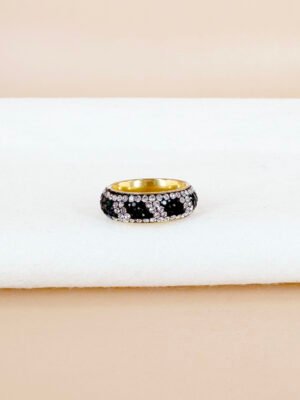 Bague strass bicolore en acier inoxydable