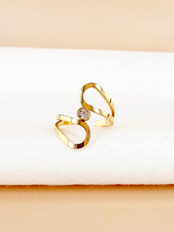 Bague ondulation et strass en acier inoxydable
