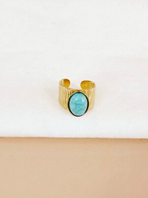 Bague style turquoise en acier inoxydable