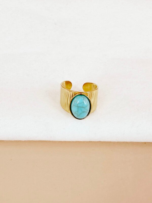 Bague style turquoise en acier inoxydable