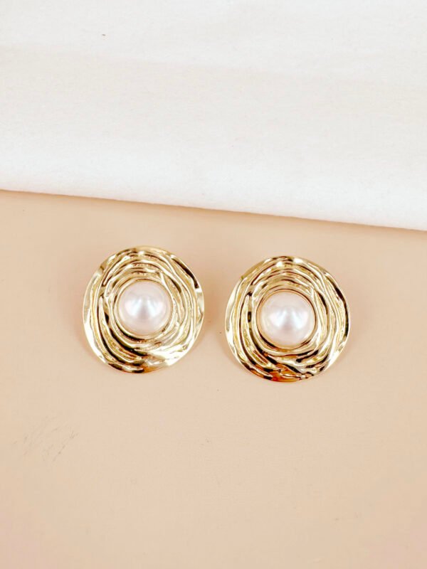 Boucles d'oreilles rondes avec perles en acier inoxydable