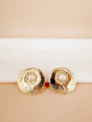 Boucles d’oreilles rondes avec perles en acier inoxydable