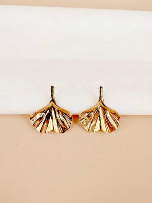 Boucles d’oreilles feuilles gingko en acier inoxydable