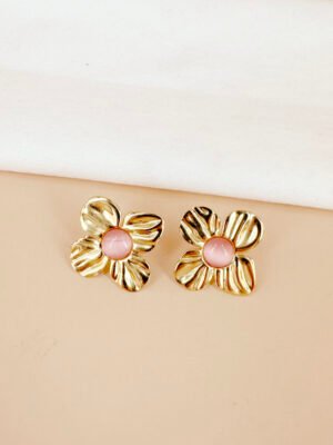 Boucles d’oreilles fleur en acier inoxydable