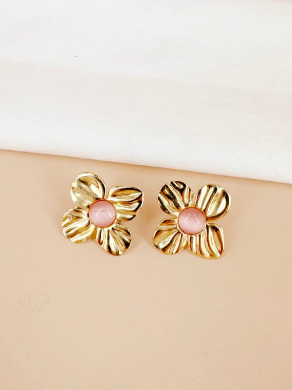 Boucles d'oreilles fleur en acier inoxydable