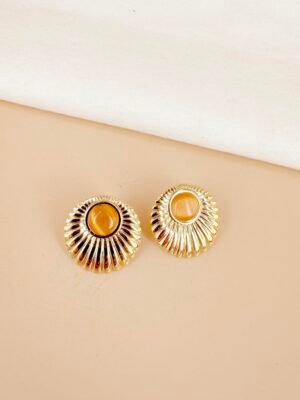 Boucles d’oreilles rondes avec perles en acier inoxydable