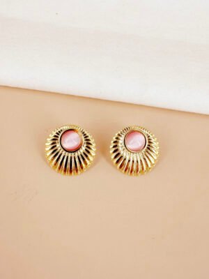 Boucles d’oreilles rondes avec perles en acier inoxydable