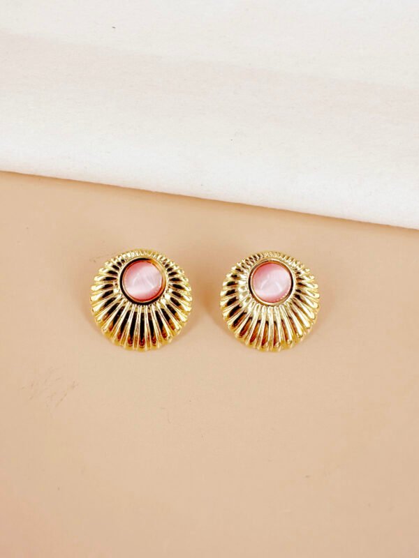 Boucles d'oreilles rondes avec perles en acier inoxydable