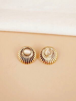 Boucles d’oreilles rondes avec perles en acier inoxydable
