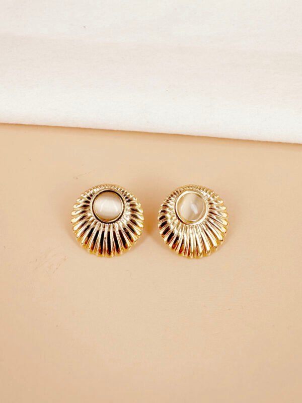Boucles d'oreilles rondes avec perles en acier inoxydable