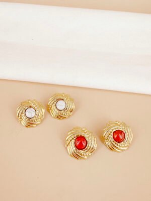 Boucles d’oreilles motif avec perles en acier inoxydable