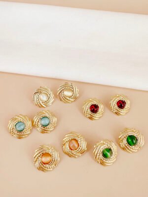 Boucles d’oreilles motif avec perles en acier inoxydable