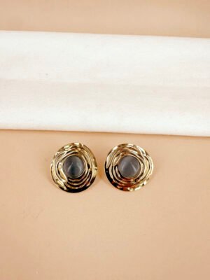 Boucles d’oreilles rondes avec perles en acier inoxydable