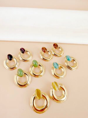 Boucles d’oreilles pendantes avec perles en acier inoxydable