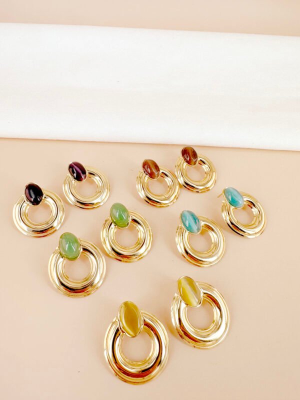 Boucles d'oreilles pendantes avec perles en acier inoxydable