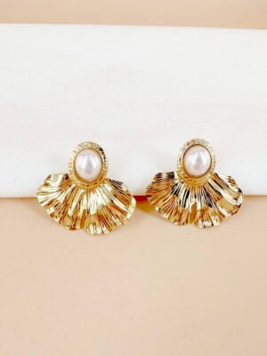 Boucles d’oreilles perles et pétales en acier inoxydable
