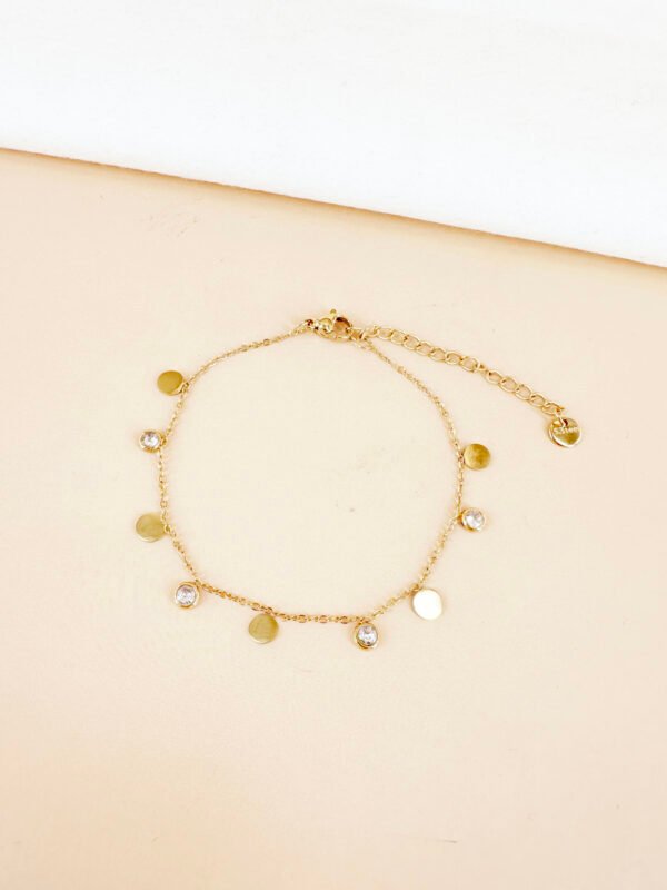 Bracelet pampilles rondes et strass en acier inoxydable