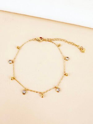 Bracelet perles et strass en acier inoxydable