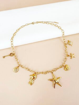 Collier breloques charms mer océan en acier inoxydable