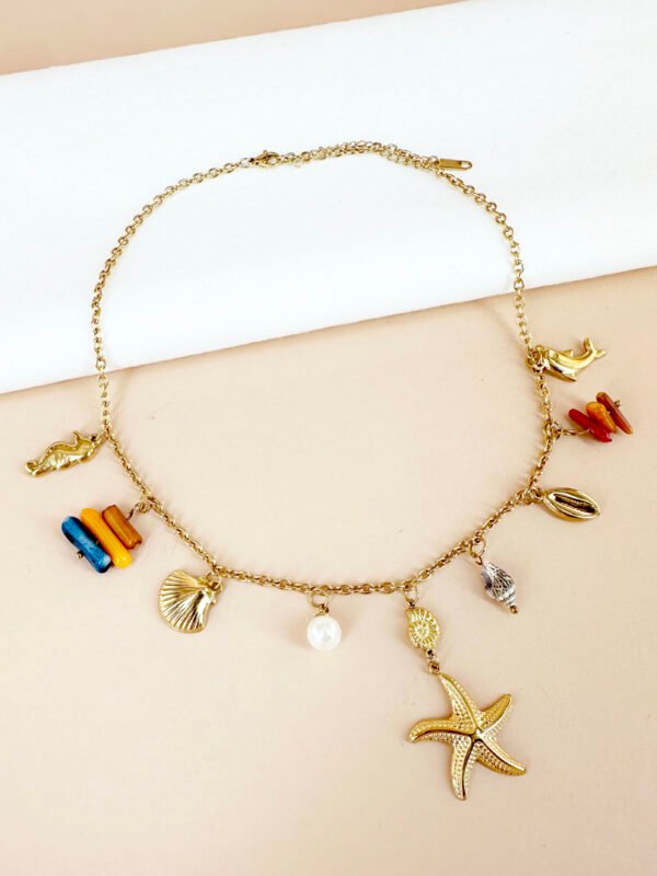 Collier breloques charms mer océan en acier inoxydable