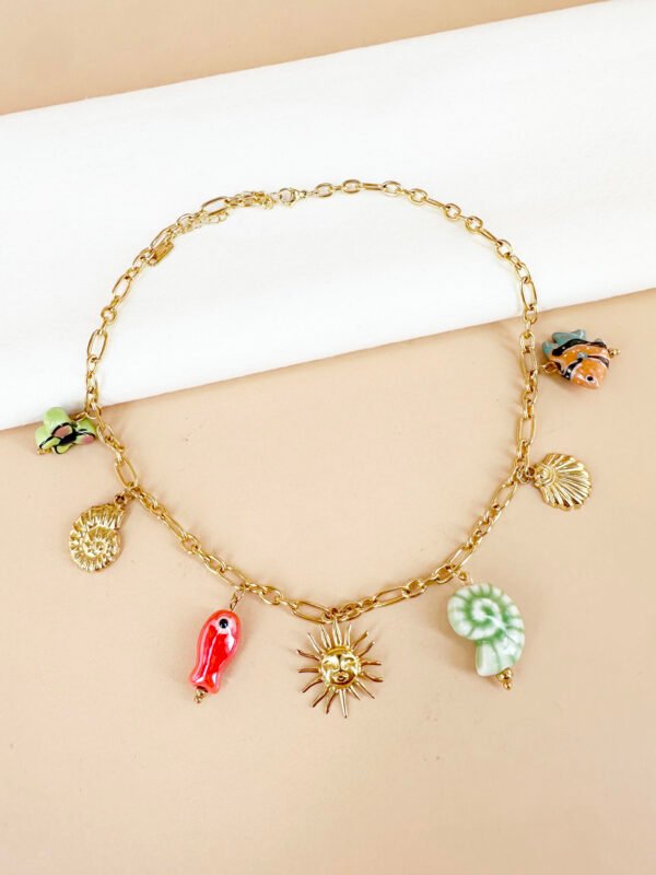 Collier breloques charms mer émail en acier inoxydable