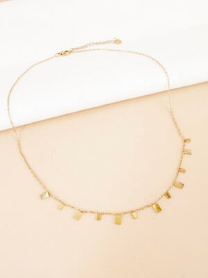 Collier pampilles rectangles en acier inoxydable