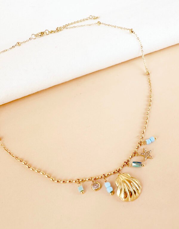 Collier coquillages et pendants en acier inoxydable