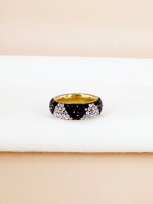 Bague strass bicolore en acier inoxydable